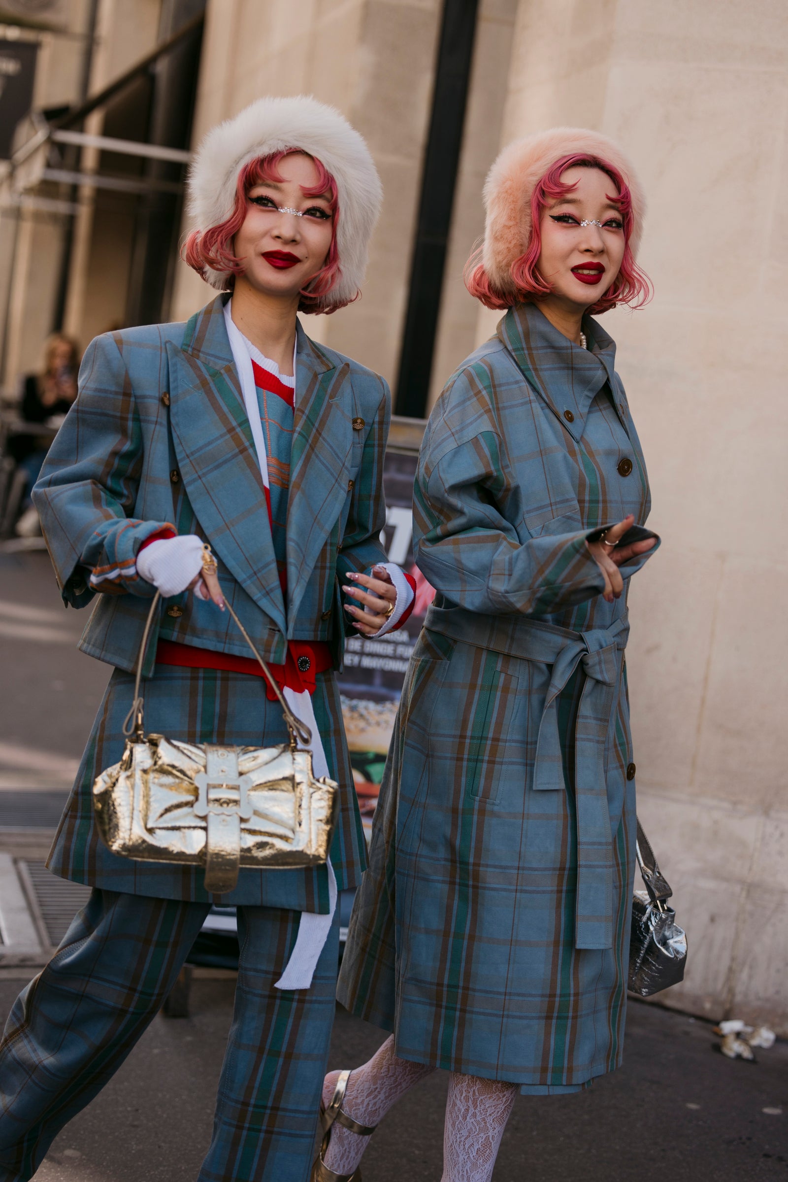 Ami & Aya wearing our Magda headbands Paris Fashion Week F/W 2025